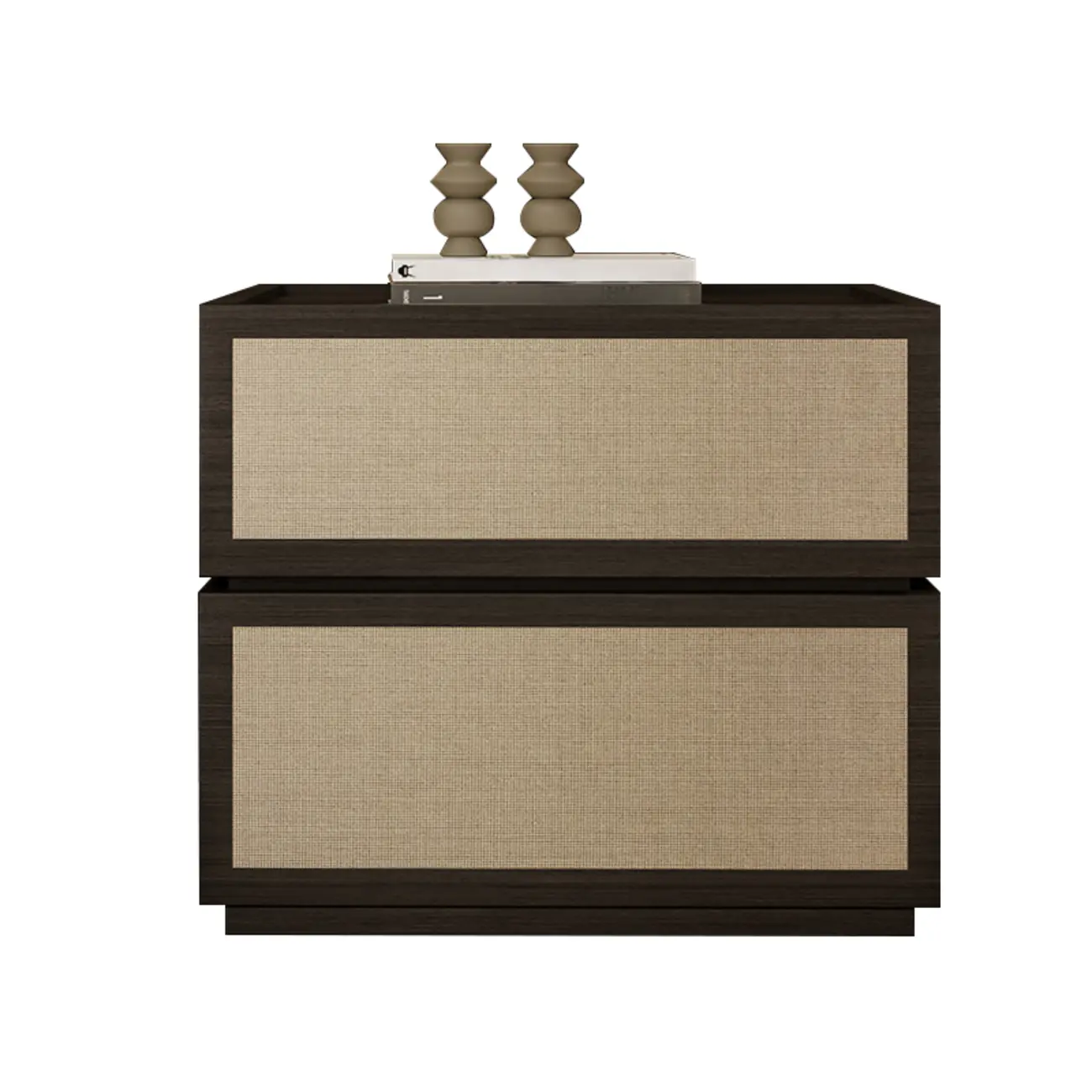 Dark Walnut 2-Drawer Fabric Wood Frame Nightstand Image - 7 | homeyfad