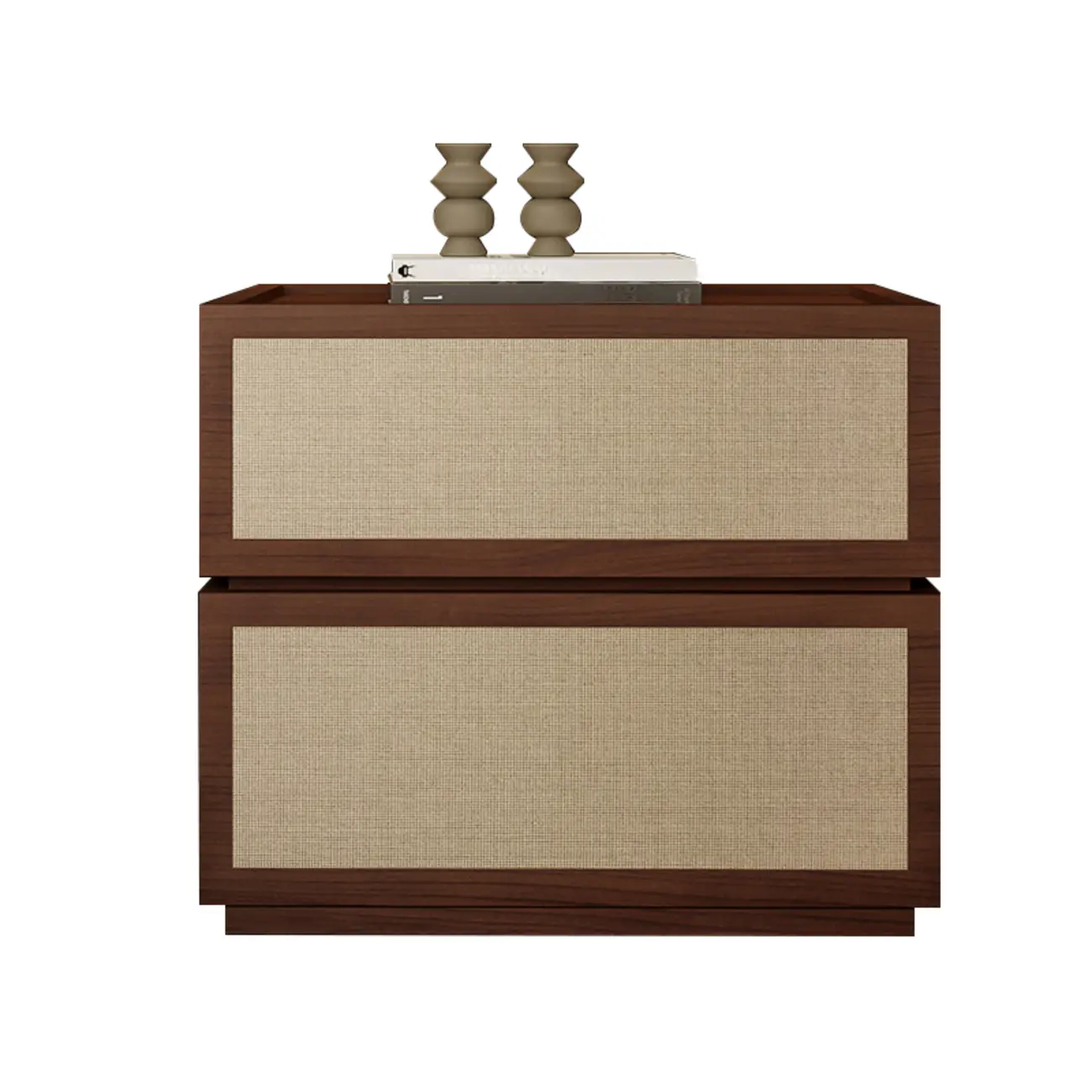 Dark Walnut 2-Drawer Fabric Wood Frame Nightstand Image - 8 | homeyfad