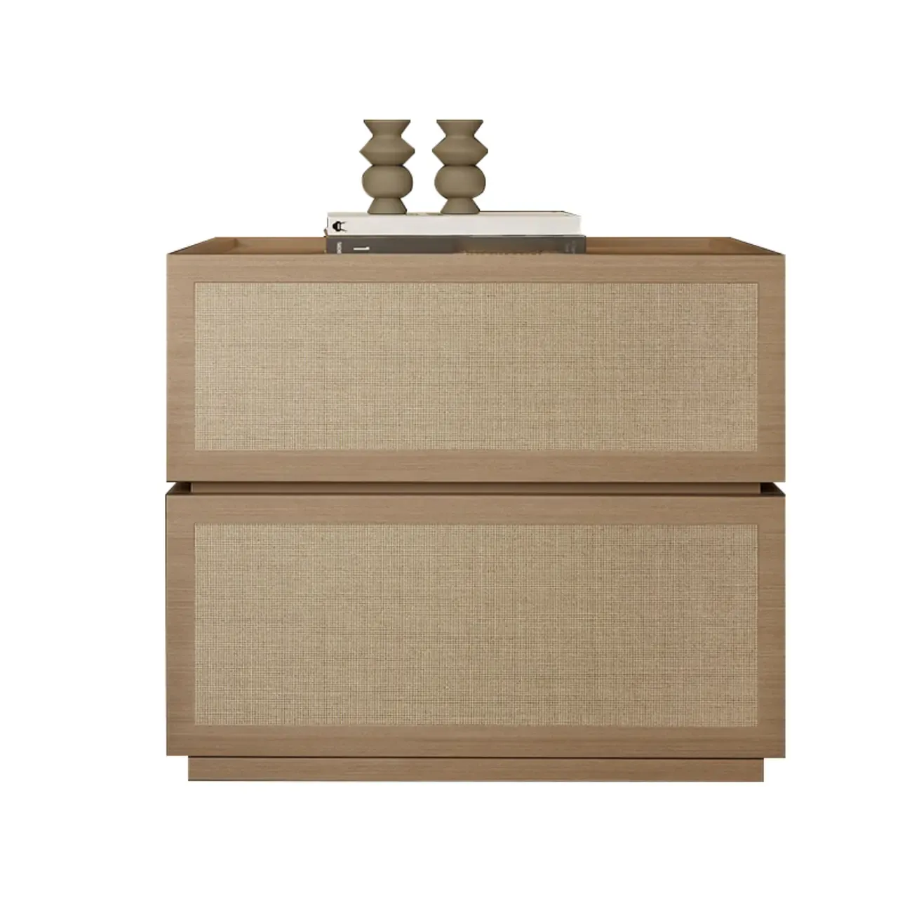 Dark Walnut 2-Drawer Fabric Wood Frame Nightstand Image - 9