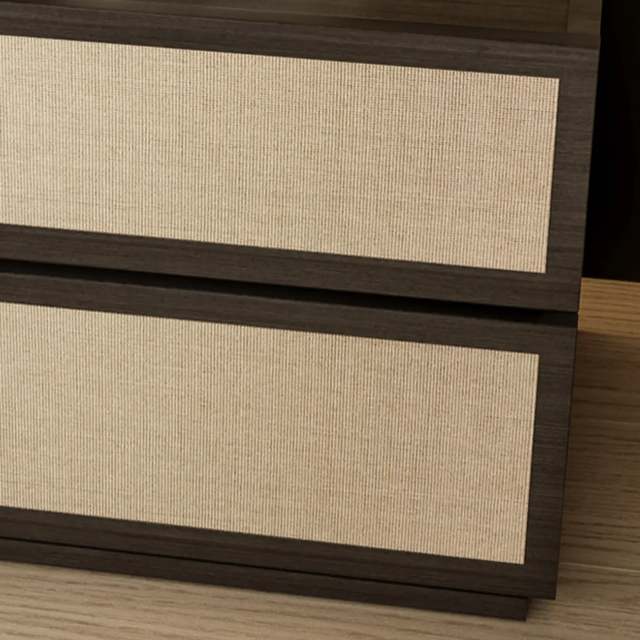 Dark Walnut 2-Drawer Fabric Wood Frame Nightstand Image - 6 | homeyfad