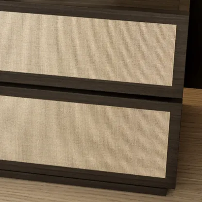 Dark Walnut 2-Drawer Fabric Wood Frame Nightstand Image - 6