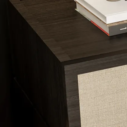 Dark Walnut 2-Drawer Fabric Wood Frame Nightstand Image - 5