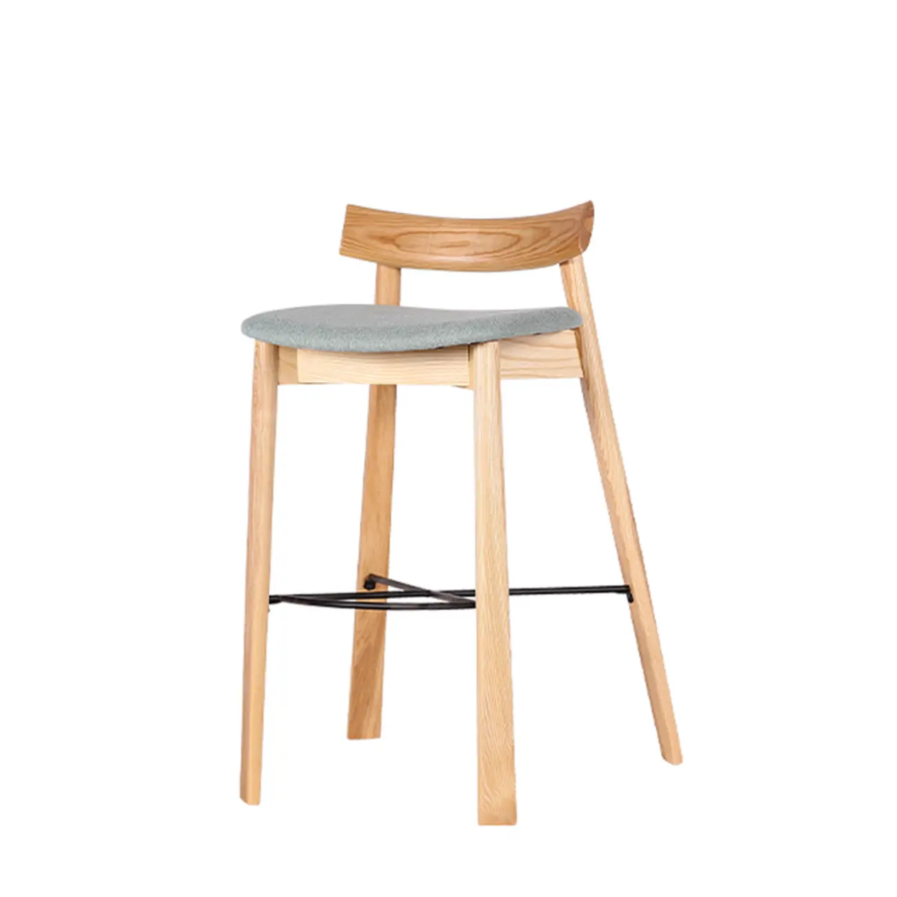 Modern Black Ash Upholstered Saddle Bar Stools Image - 3 | homeyfad