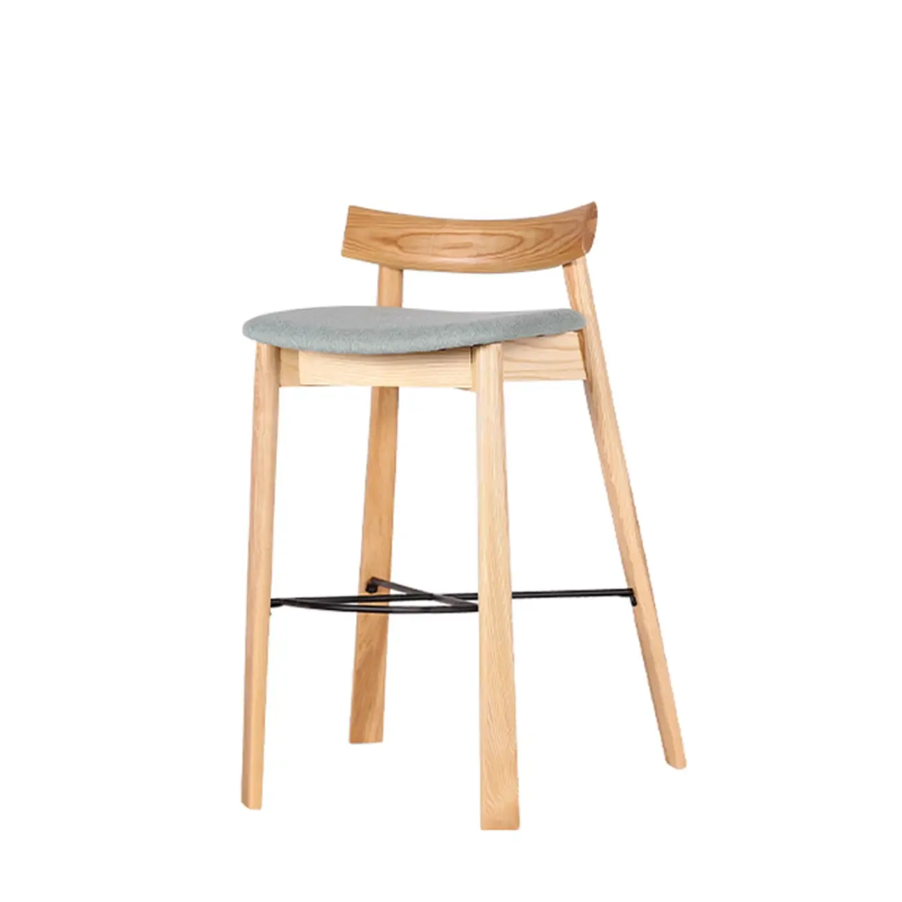 Modern Black Ash Upholstered Saddle Bar Stools Image - 3