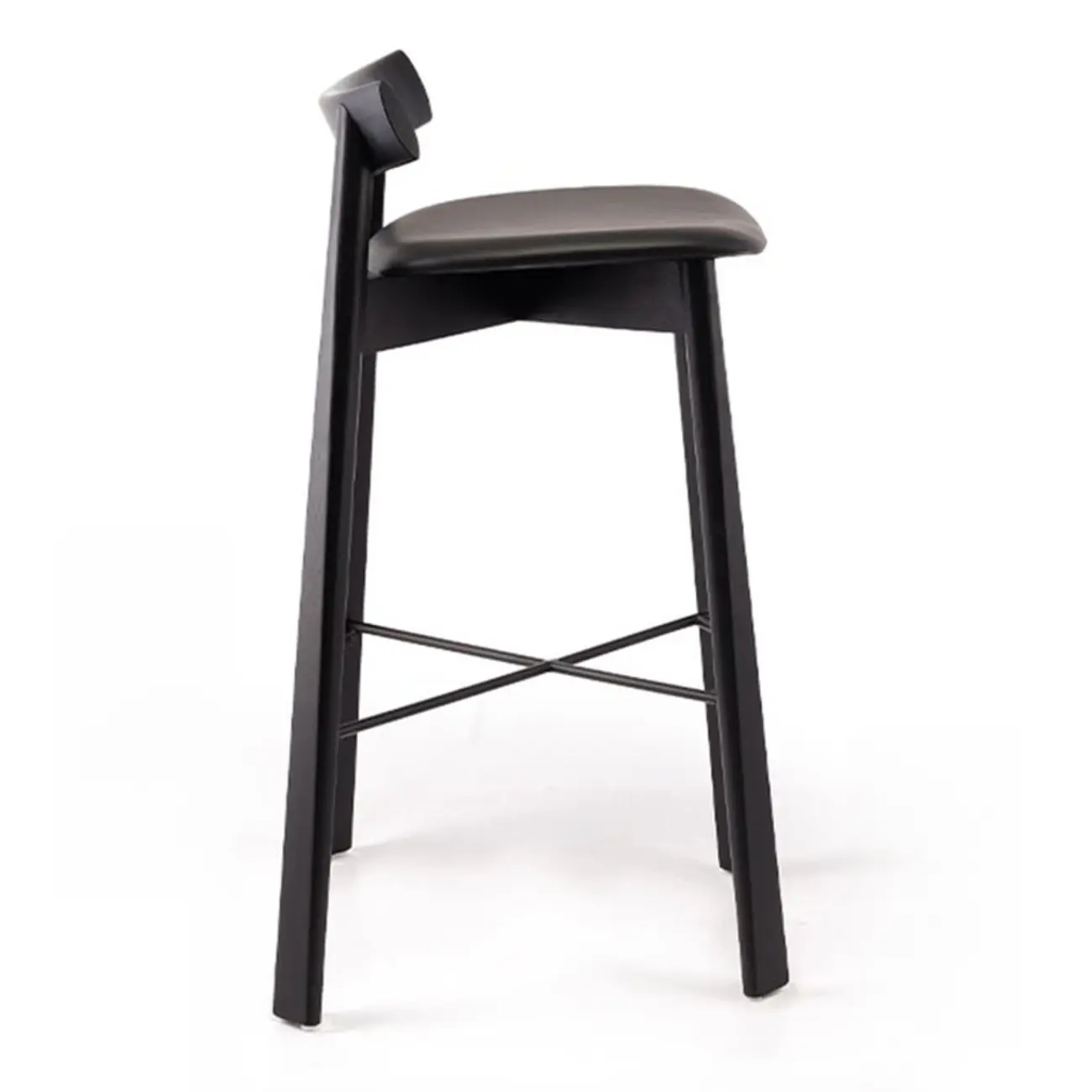 Modern Black Ash Upholstered Saddle Bar Stools Image - 5 | homeyfad
