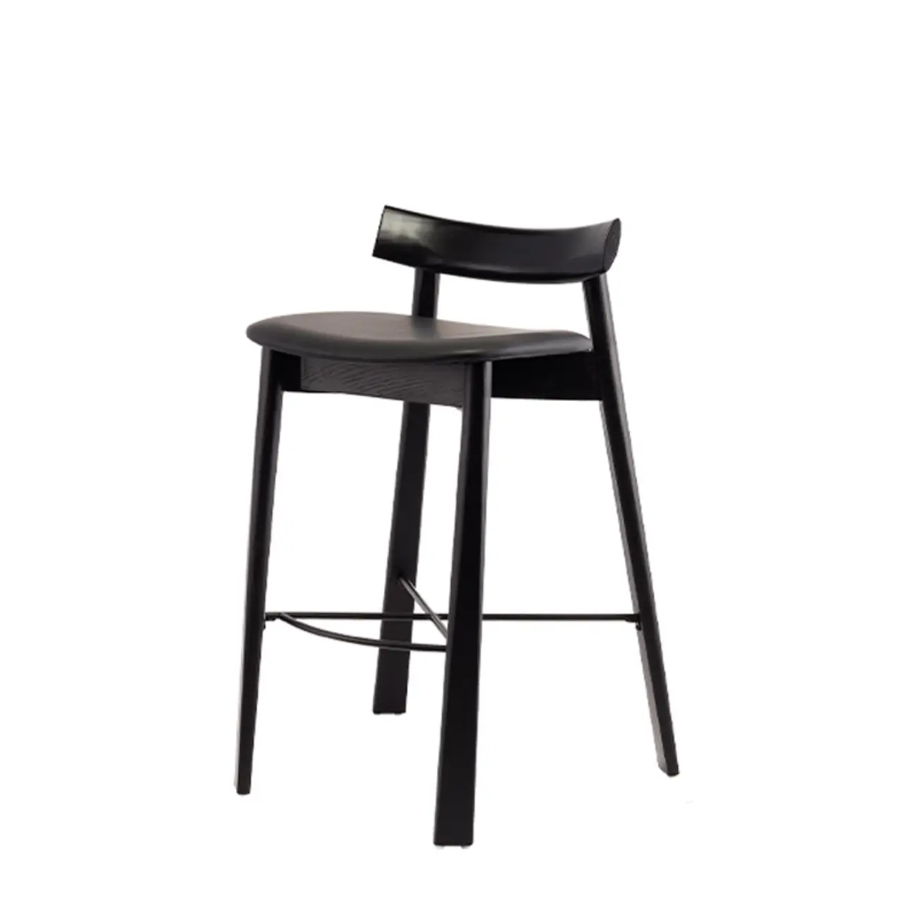 Modern Black Ash Upholstered Saddle Bar Stools Image - 6 | homeyfad