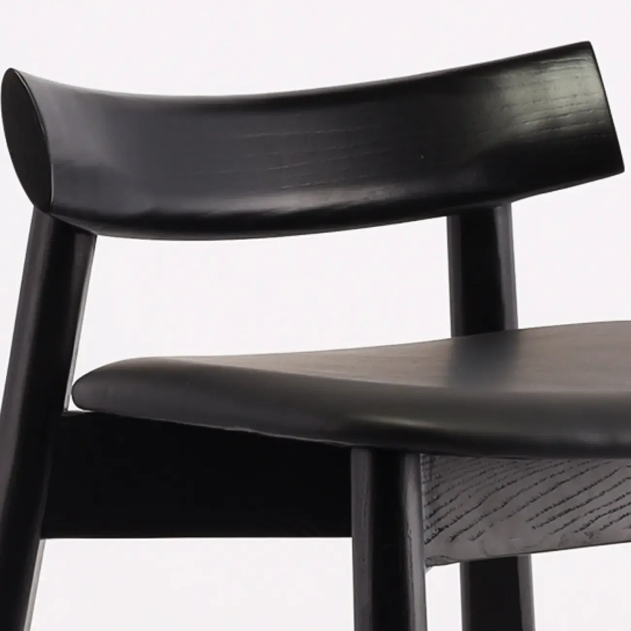 Modern Black Ash Upholstered Saddle Bar Stools Image - 8