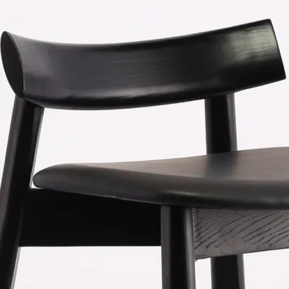 Modern Black Ash Upholstered Saddle Bar Stools Image - 8