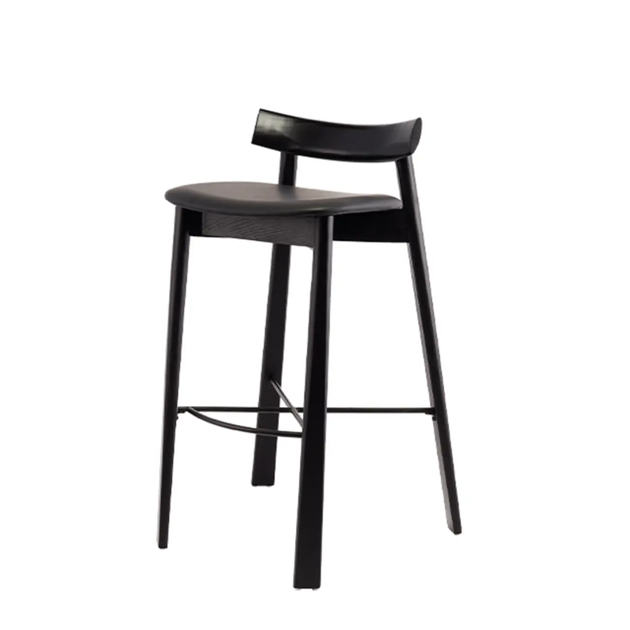 Modern Black Ash Upholstered Saddle Bar Stools Image - 7 | homeyfad
