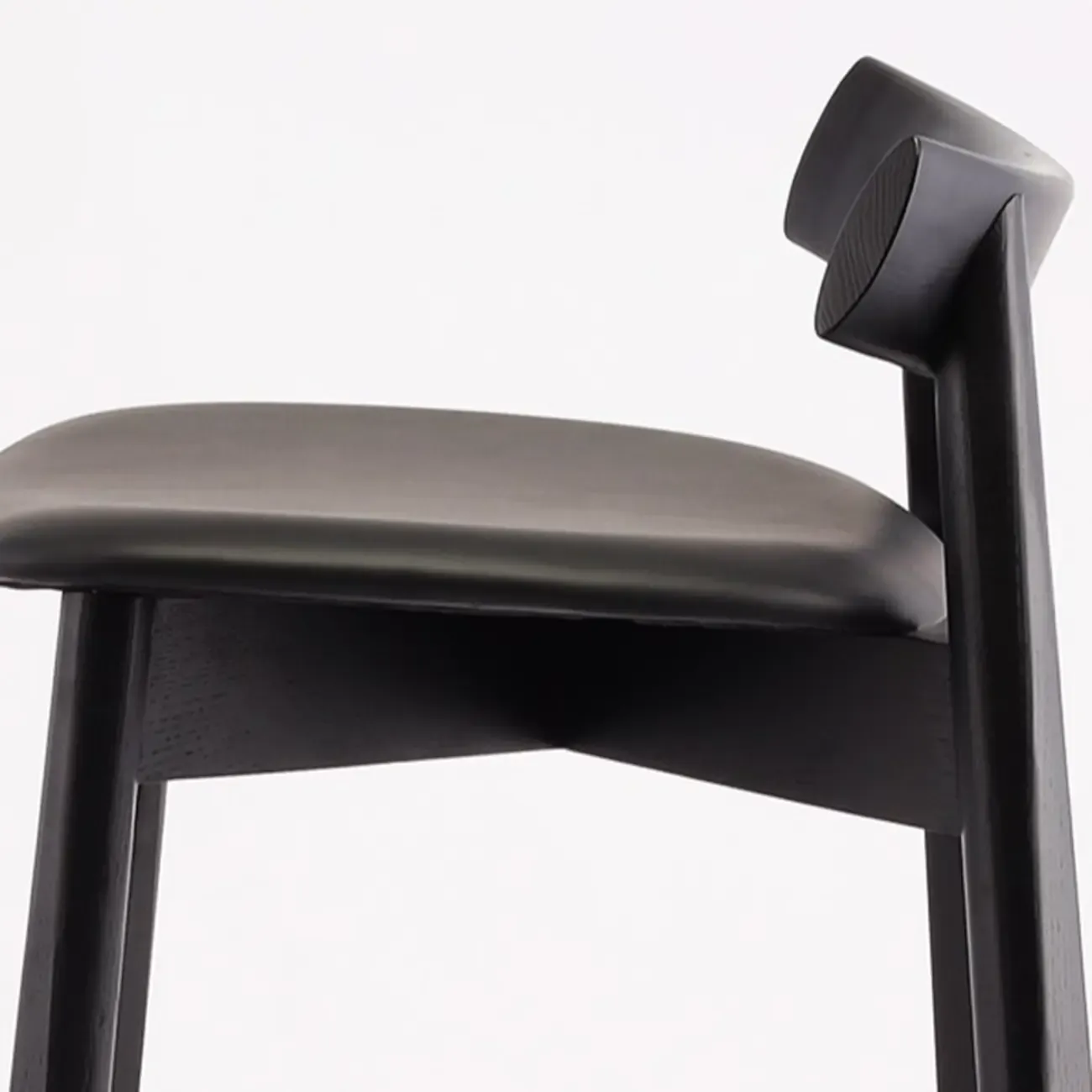 Modern Black Ash Upholstered Saddle Bar Stools Image - 10
