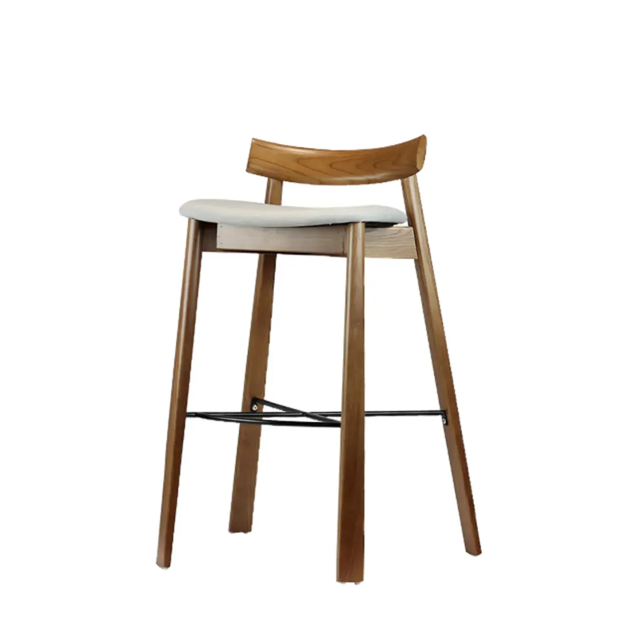 Modern Black Ash Upholstered Saddle Bar Stools Image - 9