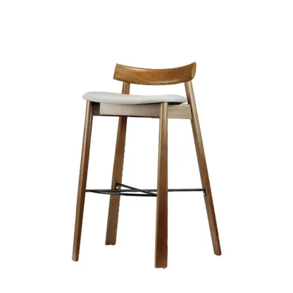 Modern Black Ash Upholstered Saddle Bar Stools Image - 9