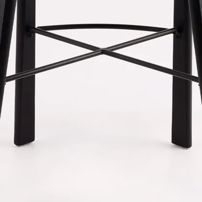 Modern Black Ash Upholstered Saddle Bar Stools Image - 11