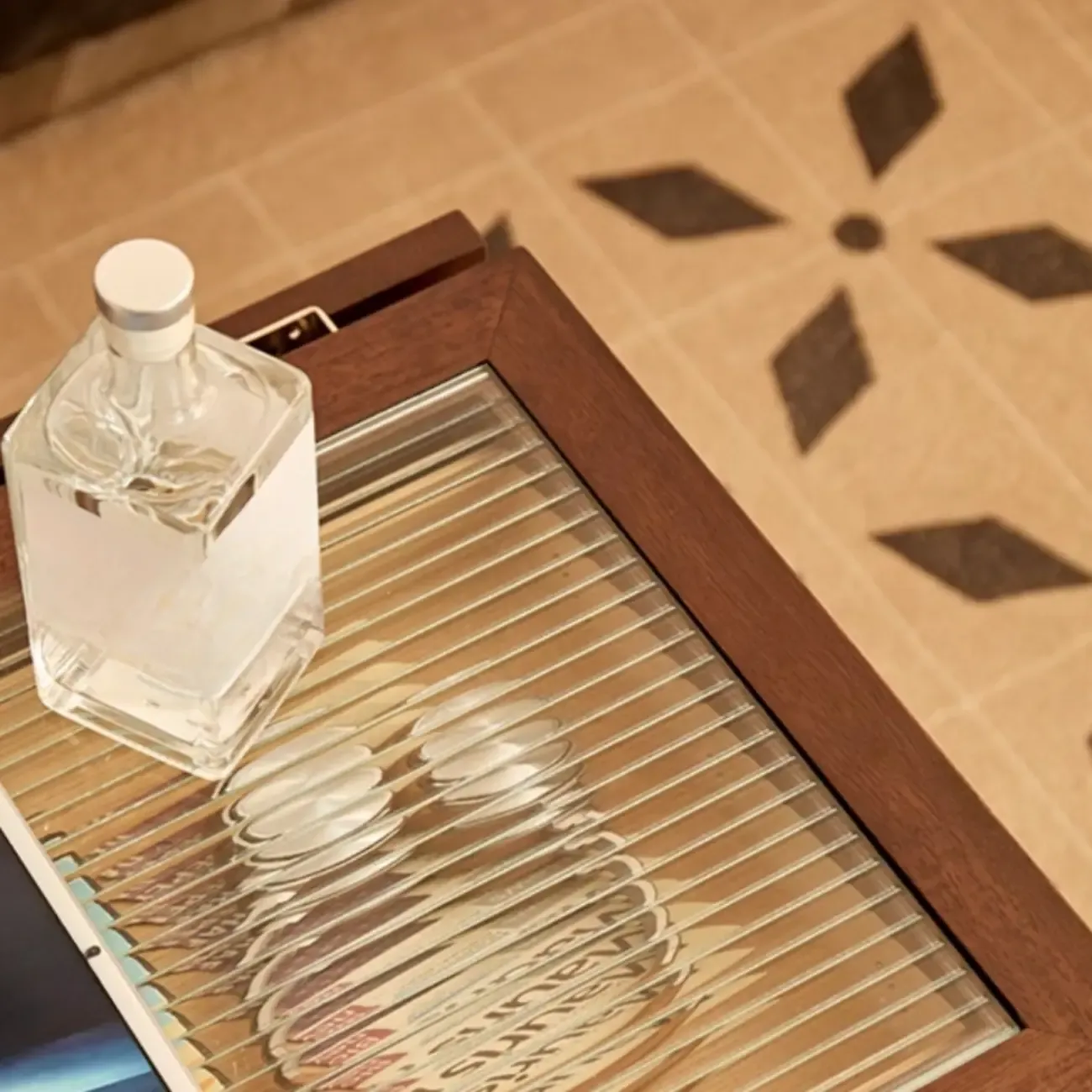 Small Foldable Mobile Wood Glass Oval Side Table with Drawer Image - 9