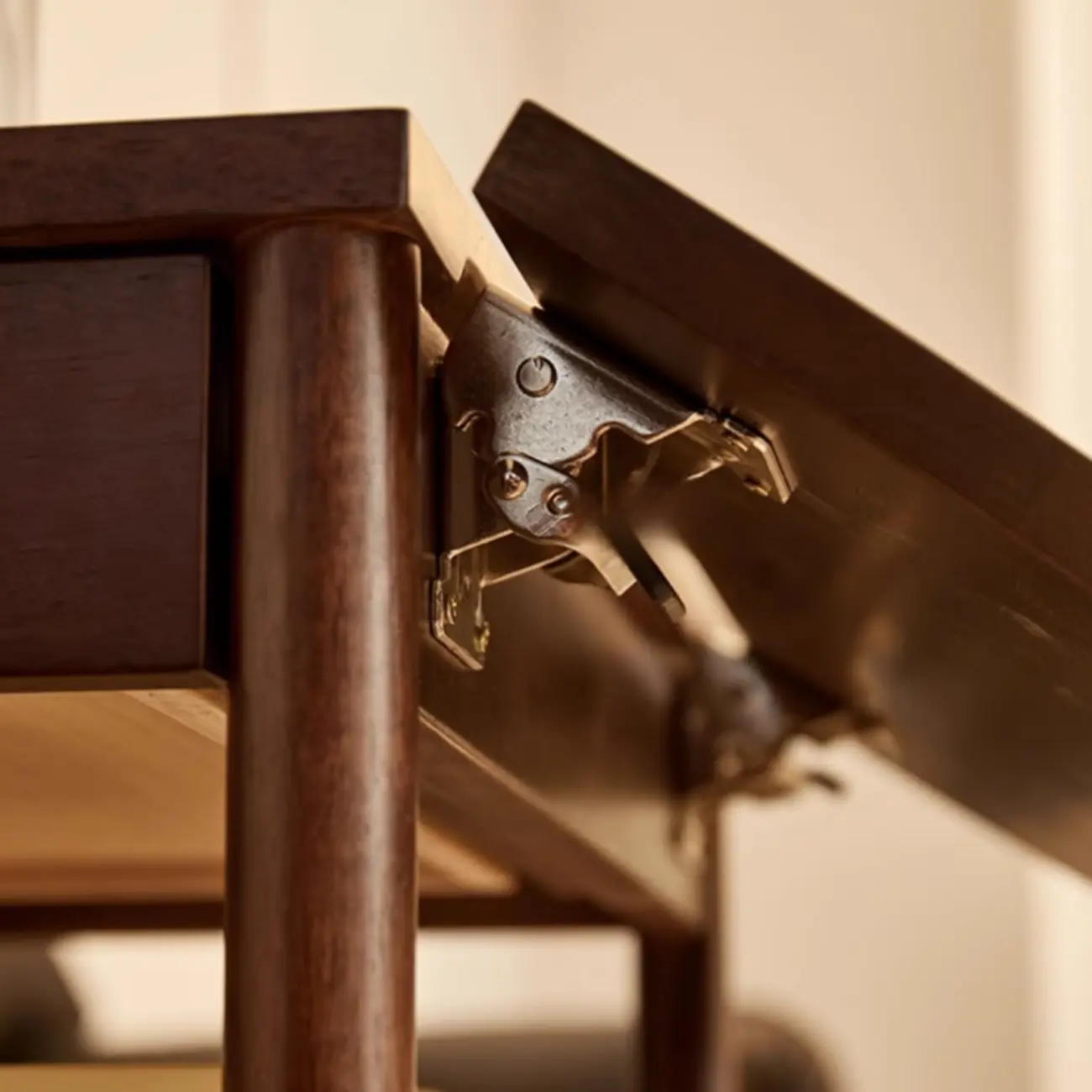 Small Foldable Mobile Wood Glass Oval Side Table with Drawer Image - 4 | homeyfad