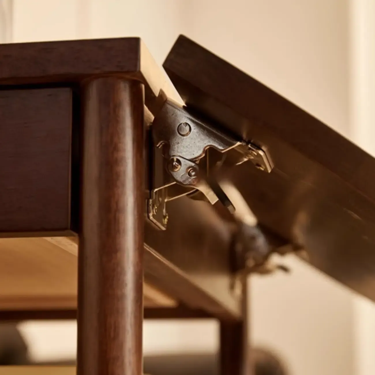 Small Foldable Mobile Wood Glass Oval Side Table with Drawer Image - 4