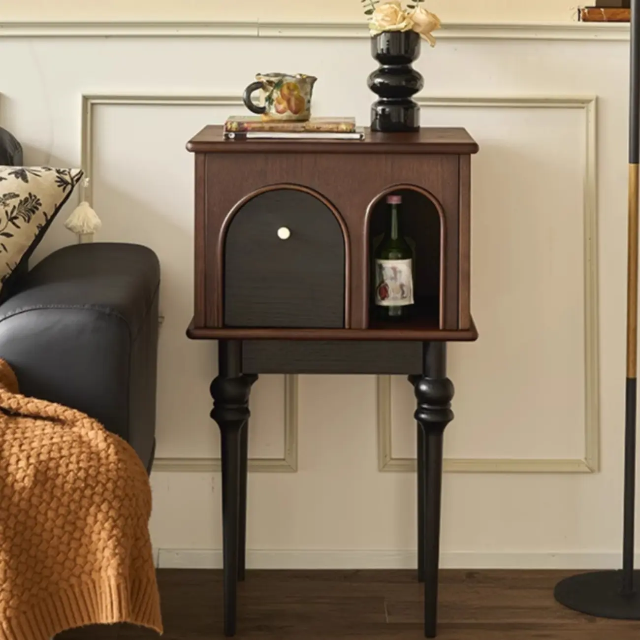 Tall Traditional Brown Wooden Rectangular Side Table Image - 1 | homeyfad