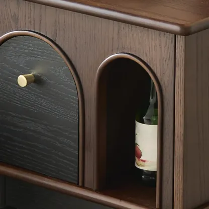 Tall Traditional Brown Wooden Rectangular Side Table Image - 4