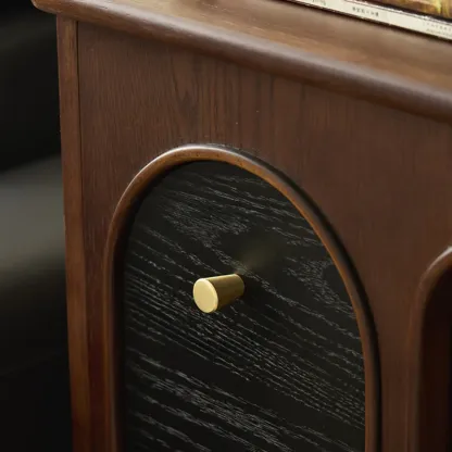 Tall Traditional Brown Wooden Rectangular Side Table Image - 8