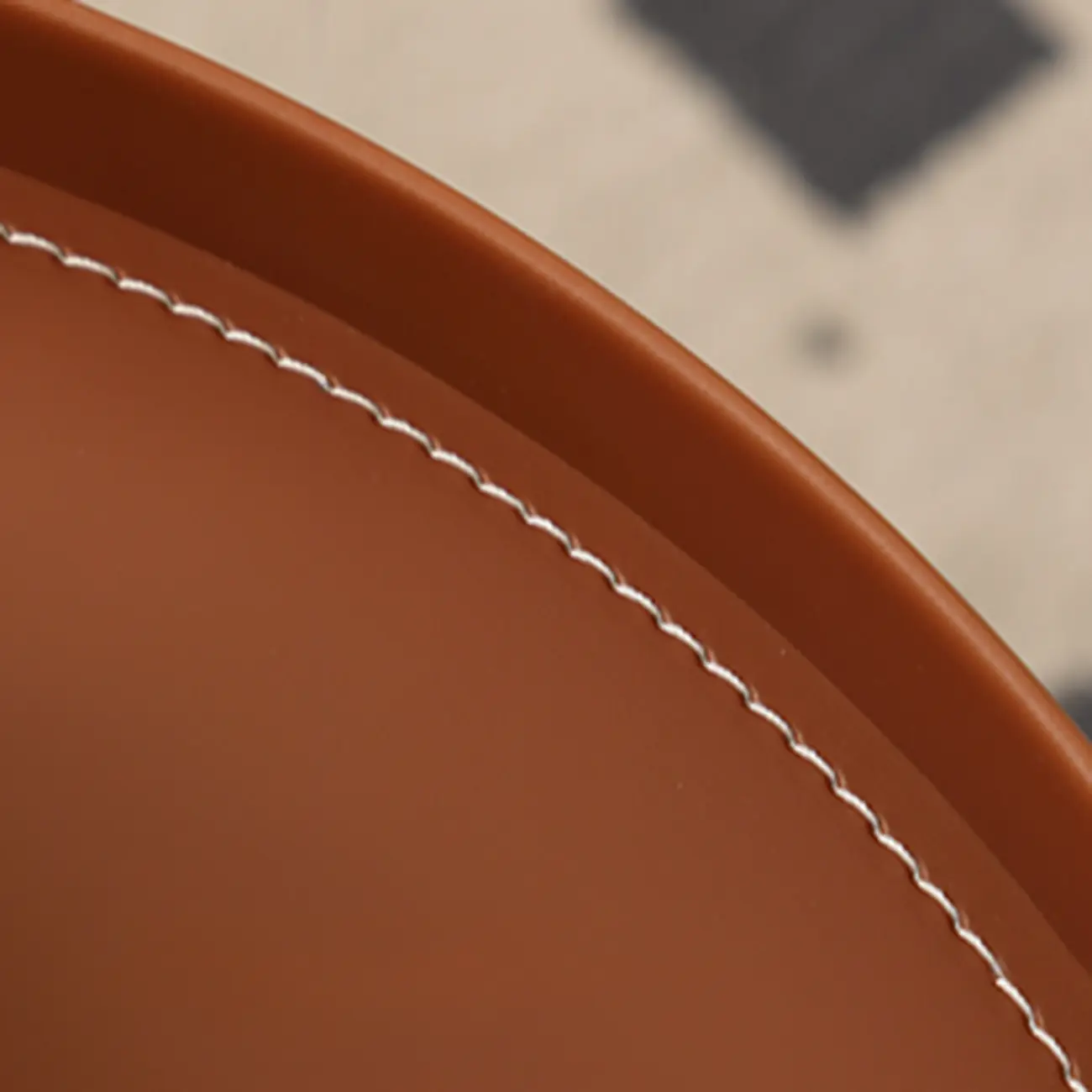 Mobile 2 Layers Brown Leather Metal Round Side Table Image - 10 | homeyfad