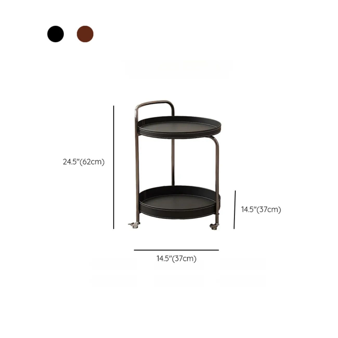 Mobile 2 Layers Brown Leather Metal Round Side Table #size | homeyfad