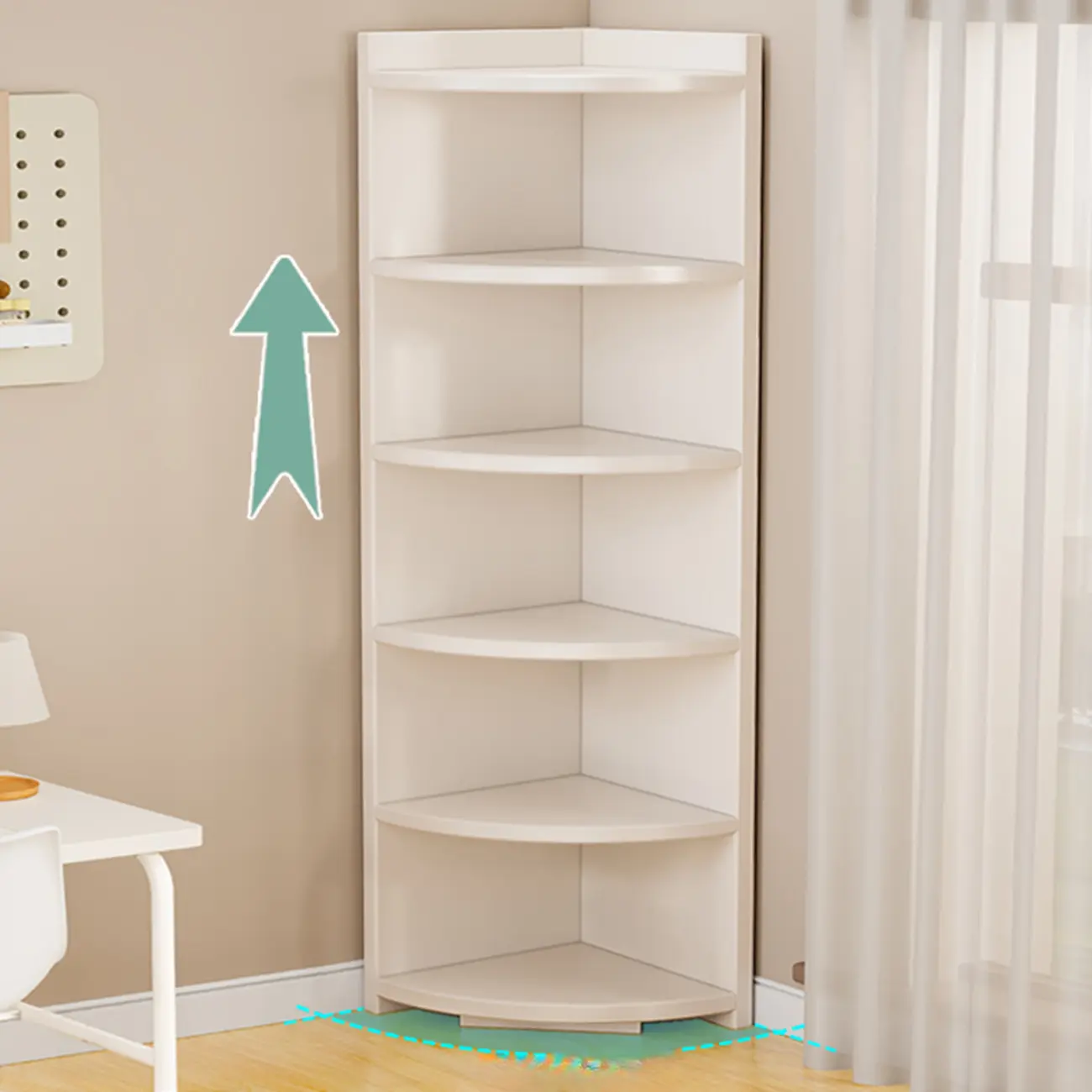 Space-saving White Engineered Wood Corner BookShelf Image - 6 | homeyfad
