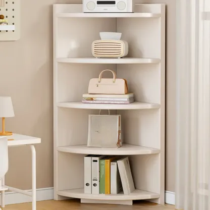Space-saving White Engineered Wood Corner BookShelf Image - 12