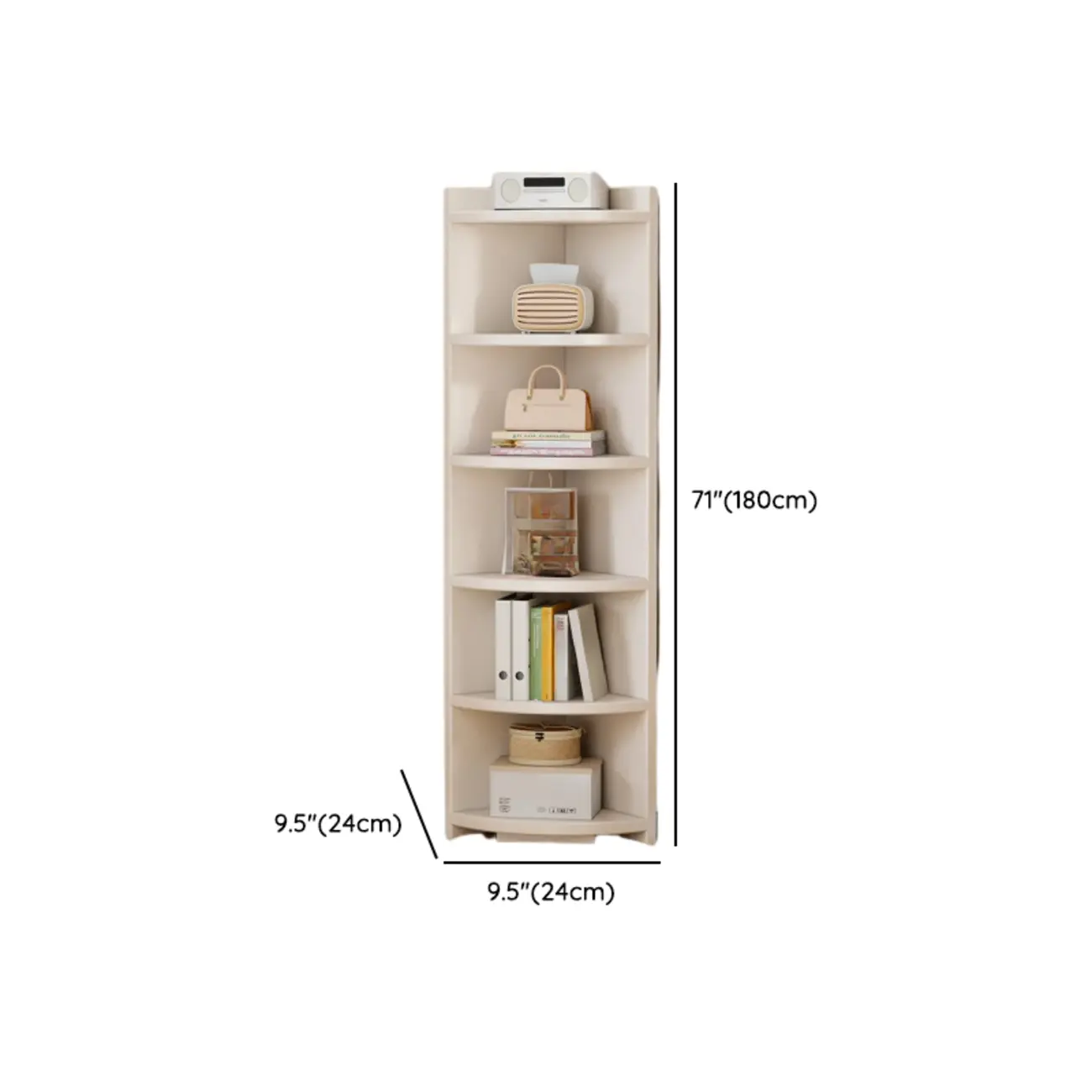 Space-saving White Engineered Wood Corner BookShelf #size | homeyfad