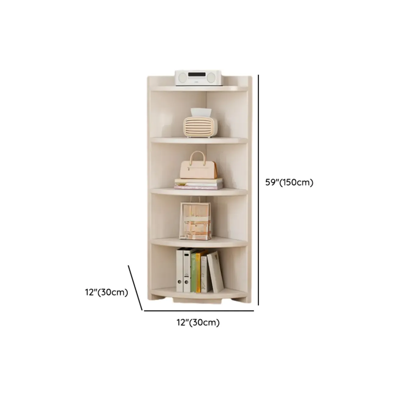 Space-saving White Engineered Wood Corner BookShelf Image - 18
