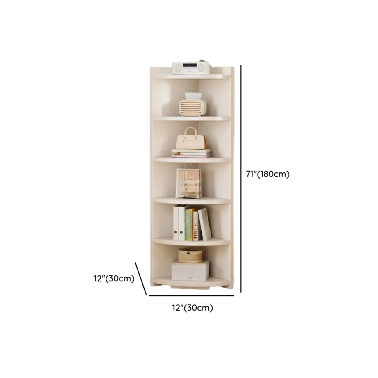 Space-saving White Engineered Wood Corner BookShelf Image - 19
