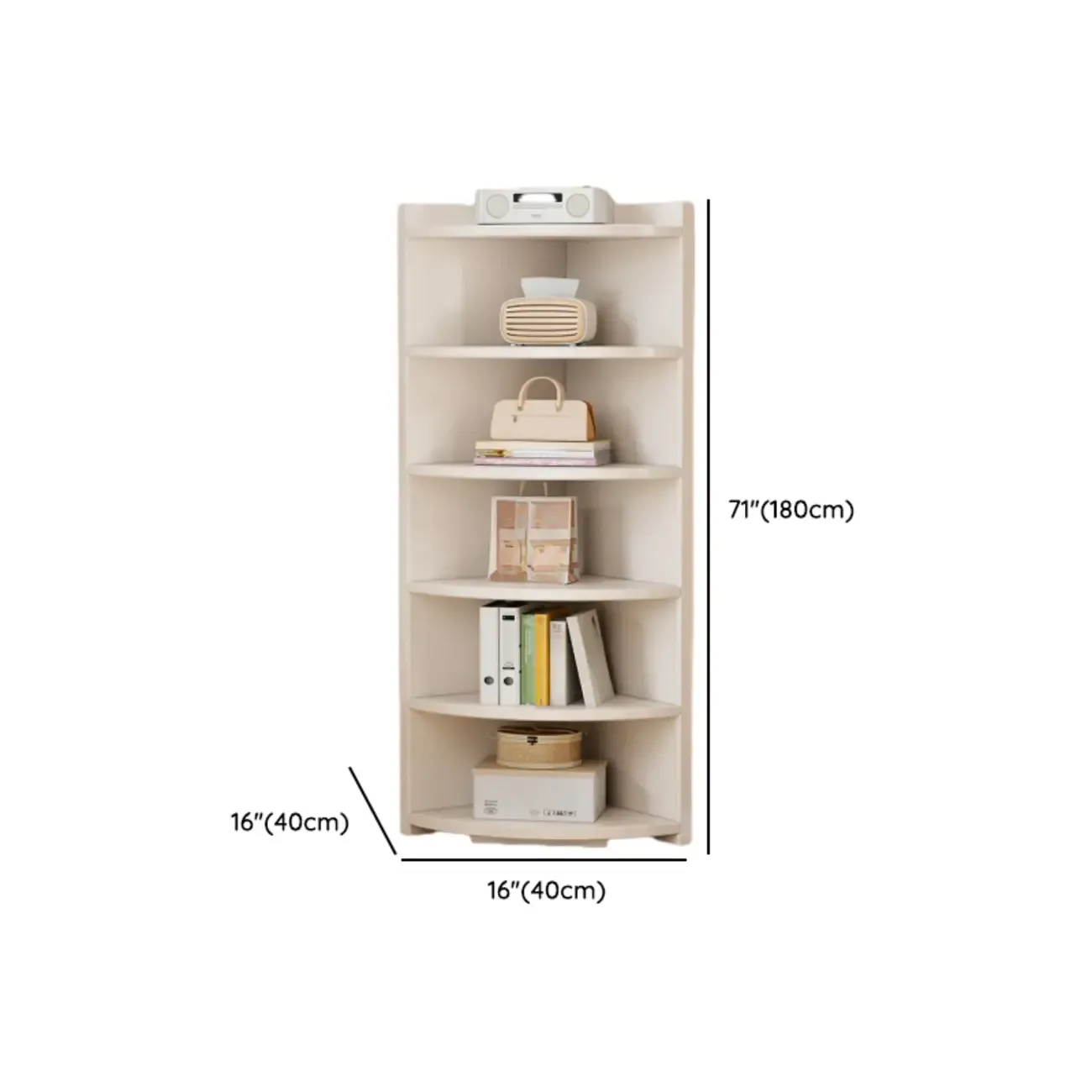 Space-saving White Engineered Wood Corner BookShelf Image - 21
