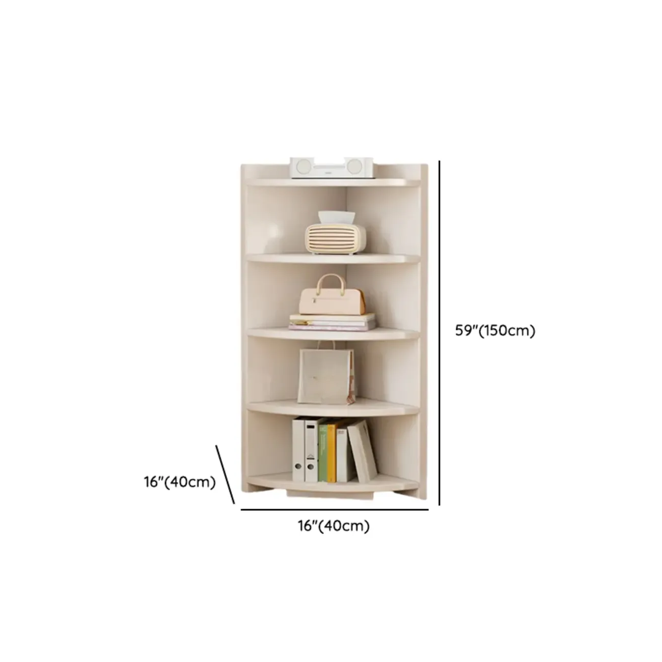 Space-saving White Engineered Wood Corner BookShelf Image - 23