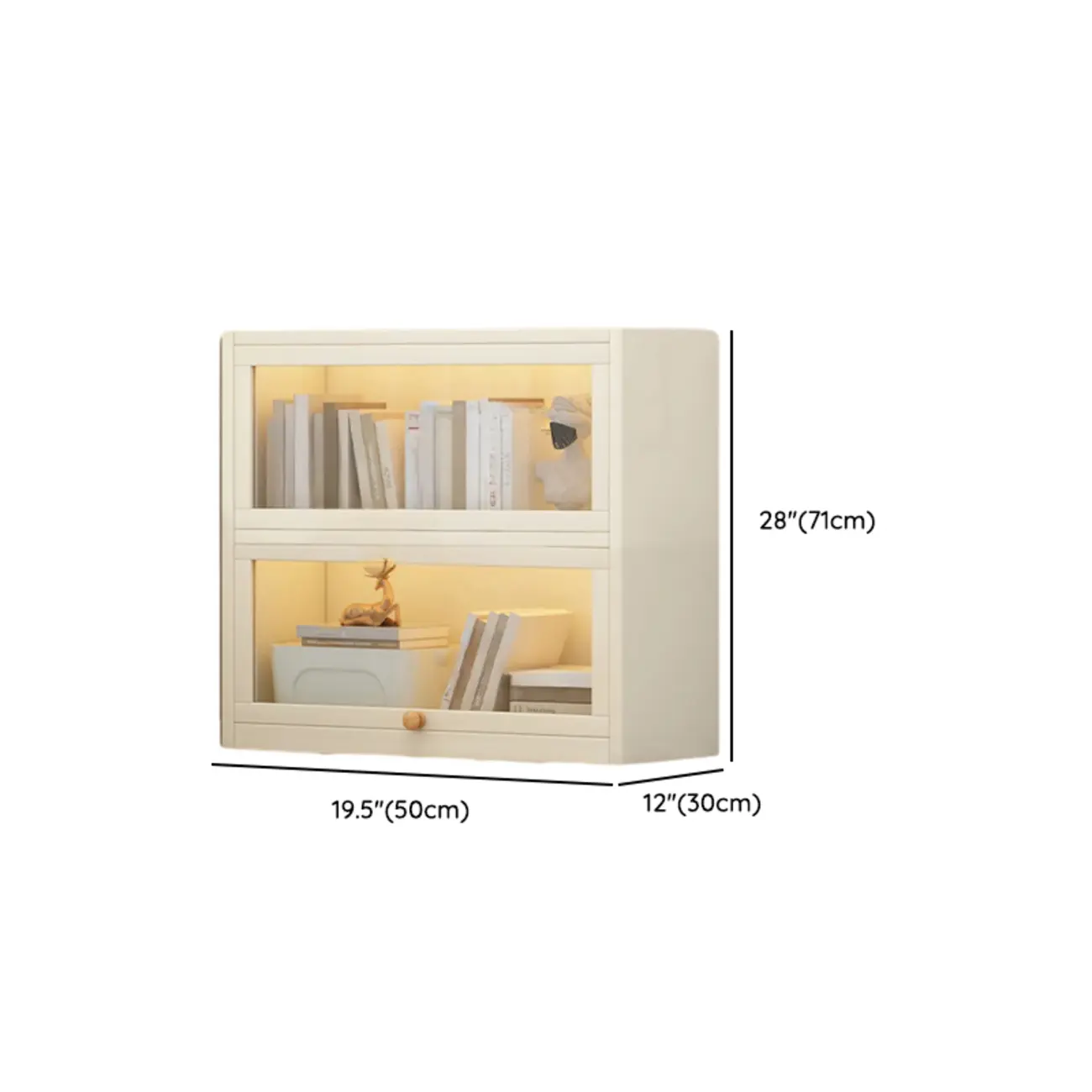Narrow Modern White Wooden 5-Tier Flip-up Door Bookcase #size | homeyfad