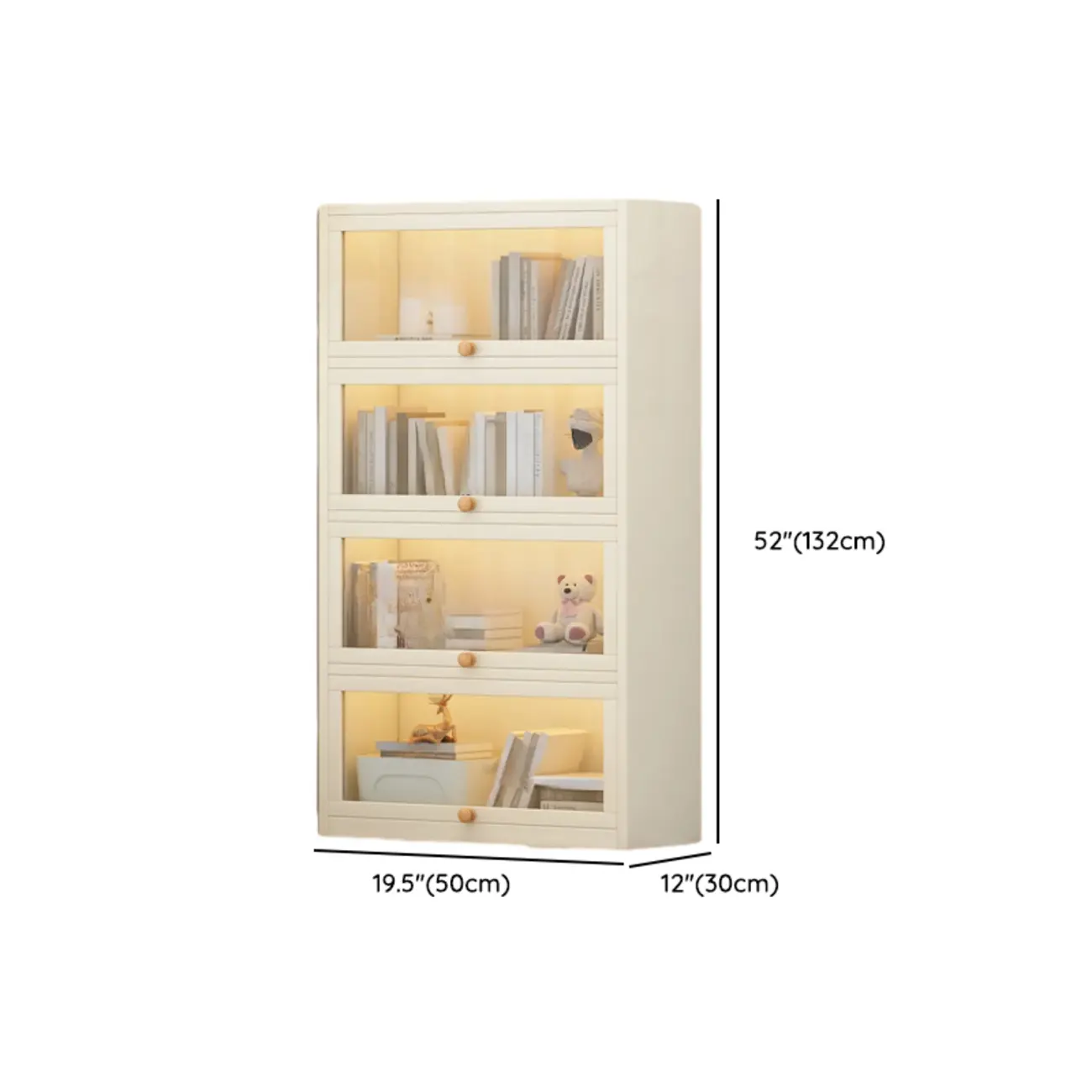 Narrow Modern White Wooden 5-Tier Flip-up Door Bookcase Image - 13 | homeyfad