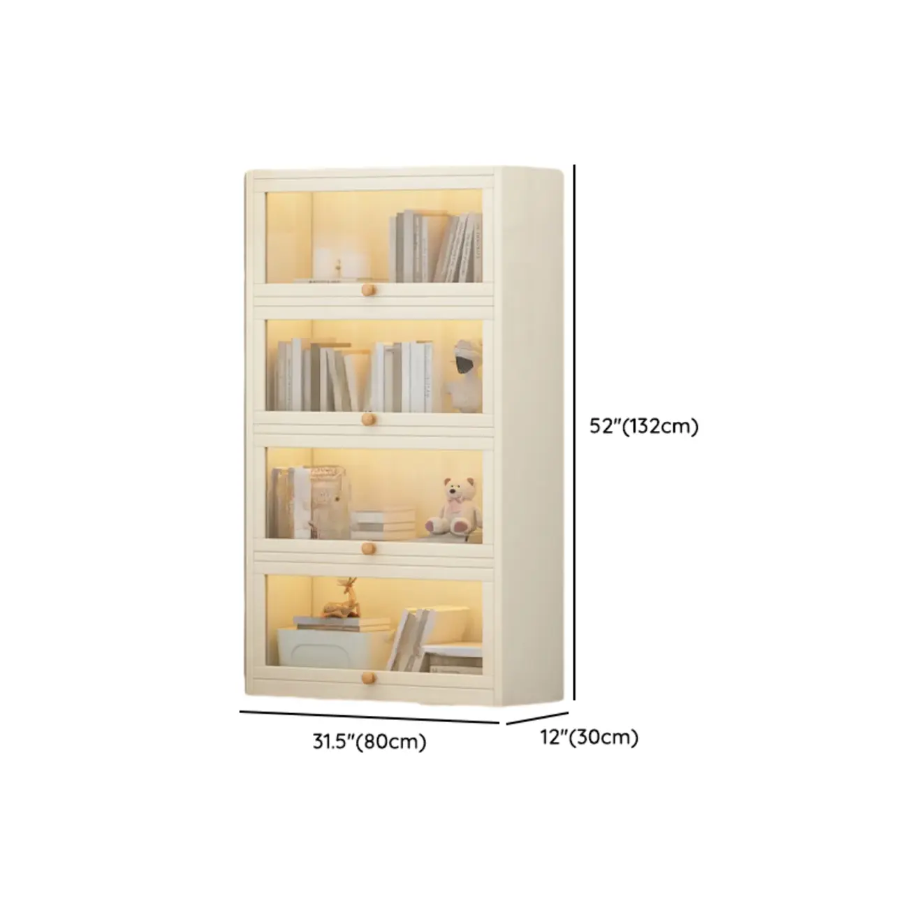 Narrow Modern White Wooden 5-Tier Flip-up Door Bookcase Image - 15 | homeyfad