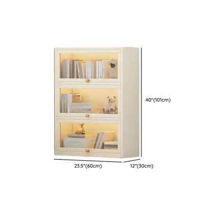 Narrow Modern White Wooden 5-Tier Flip-up Door Bookcase Image - 16