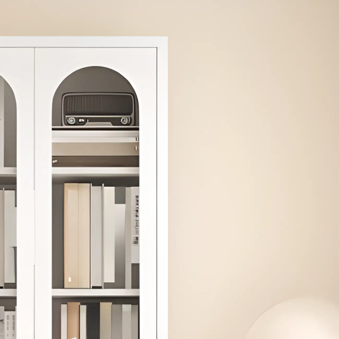 Tall White 6 Shelves Metal Glass Door Bookcase Image - 4 | homeyfad