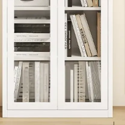 Tall White 6 Shelves Metal Glass Door Bookcase Image - 7