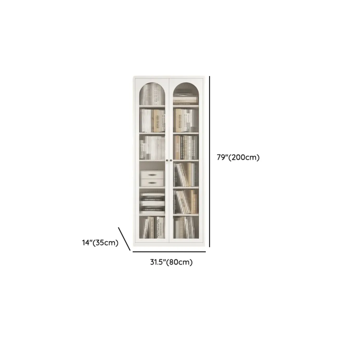 Tall White 6 Shelves Metal Glass Door Bookcase #size | homeyfad