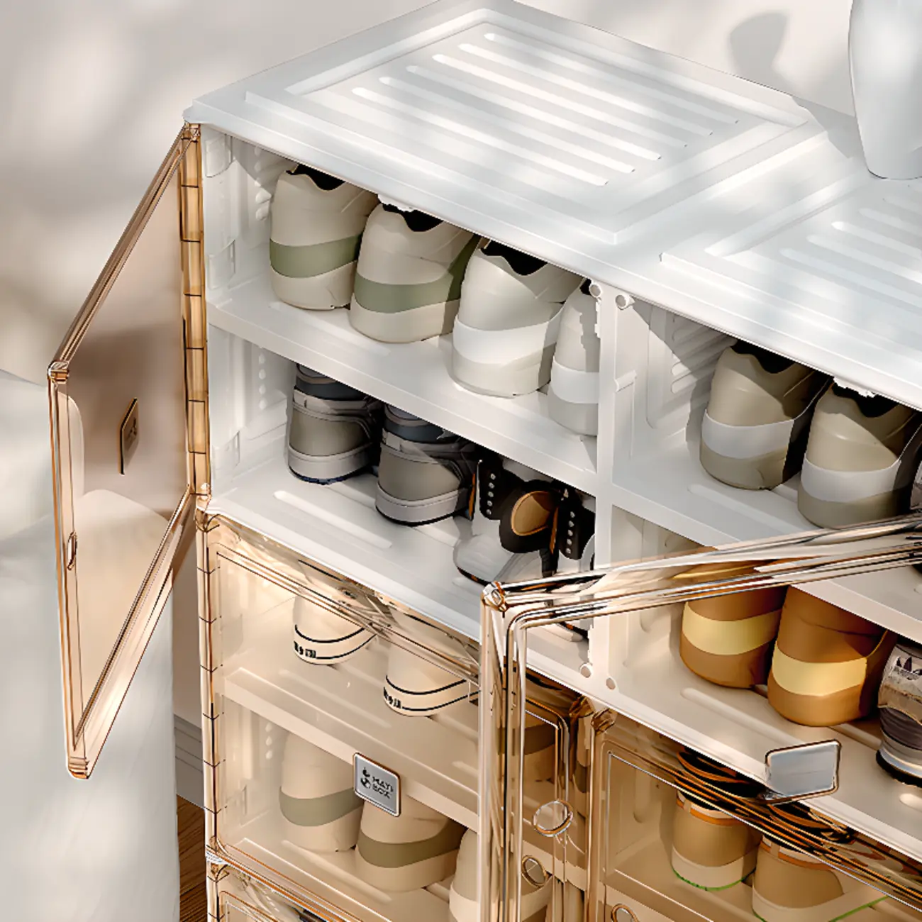 Portable Glam Plastic Clear Shoe Boxes in White Image - 5 | homeyfad