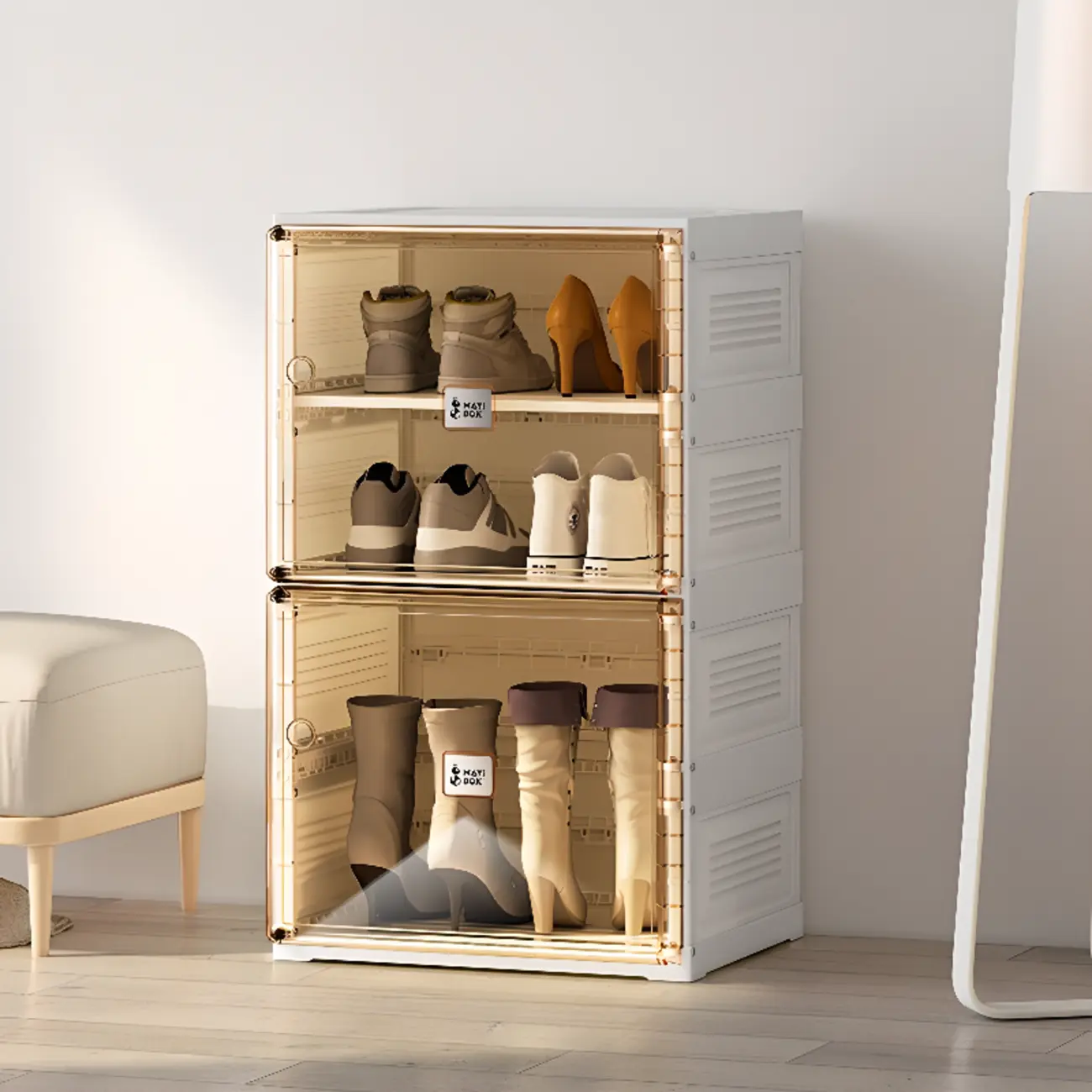 Portable Glam Plastic Clear Shoe Boxes in White Image - 3 | homeyfad