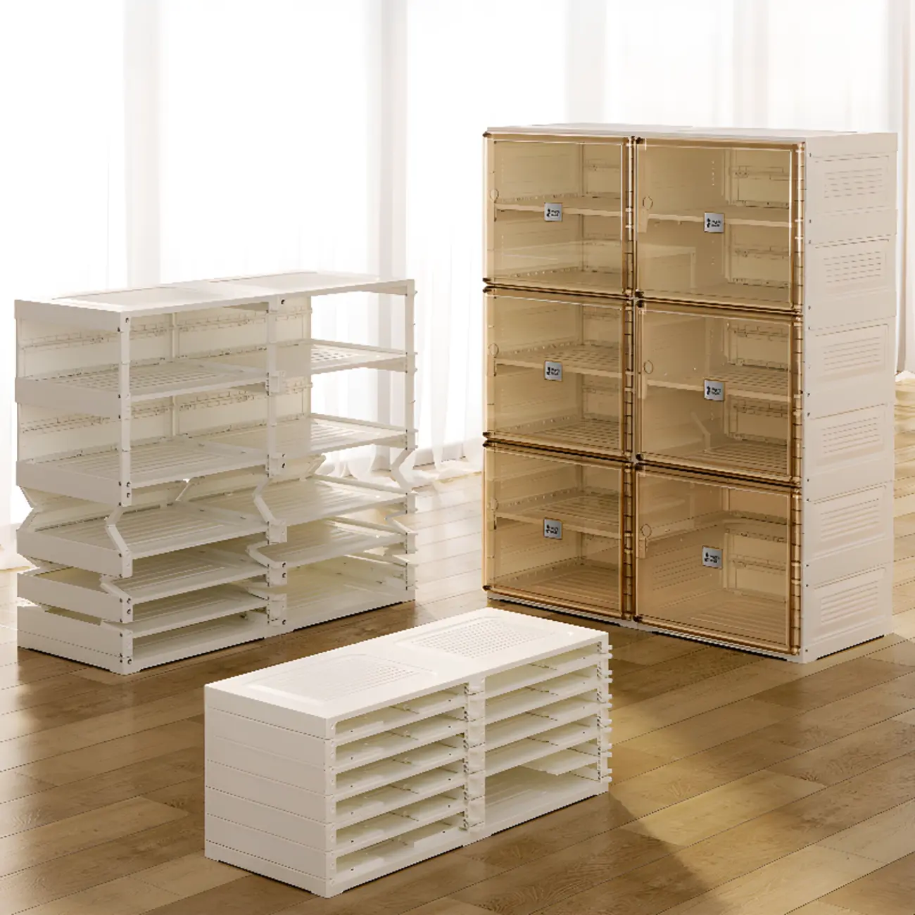 Portable Glam Plastic Clear Shoe Boxes in White Image - 2 | homeyfad