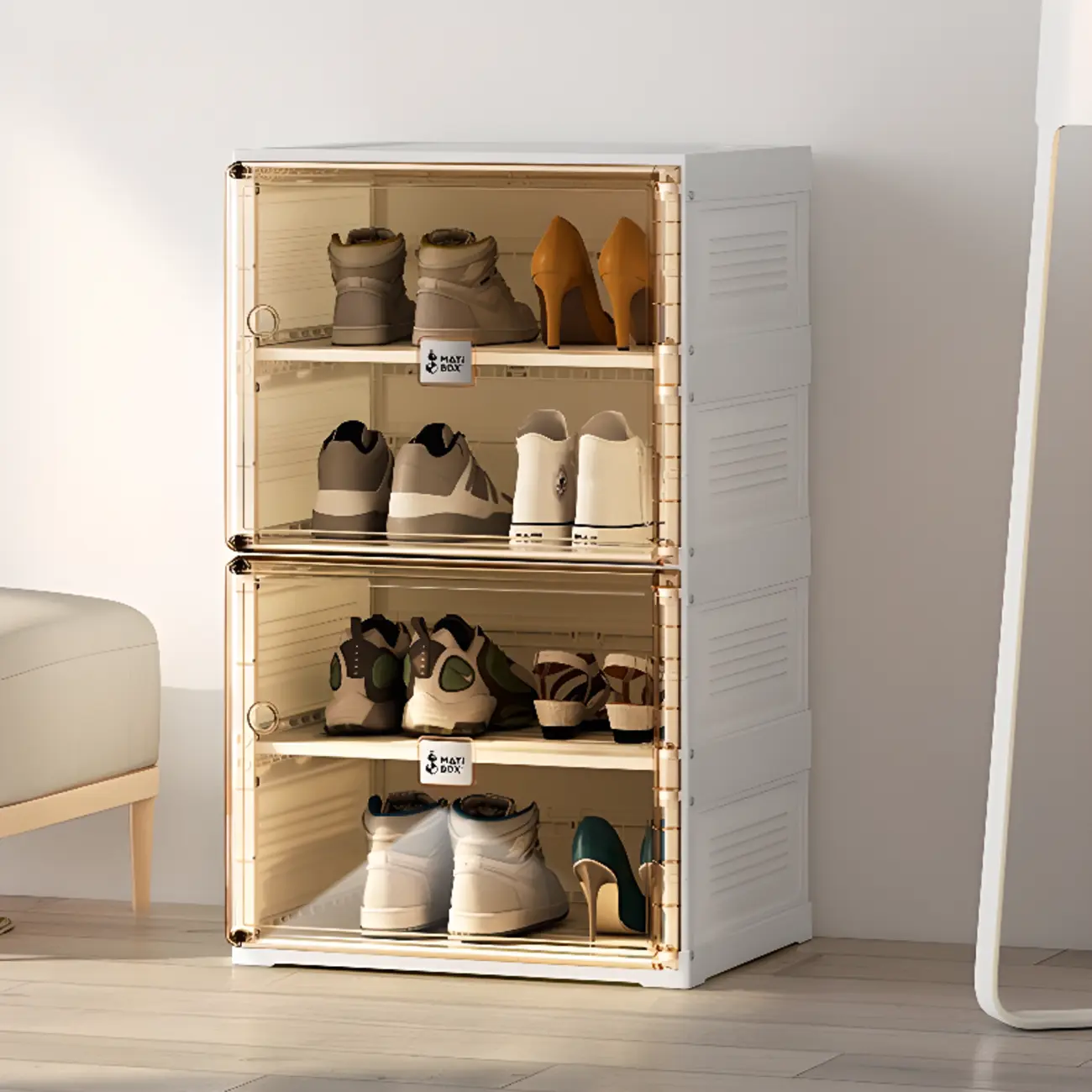 Portable Glam Plastic Clear Shoe Boxes in White Image - 4 | homeyfad