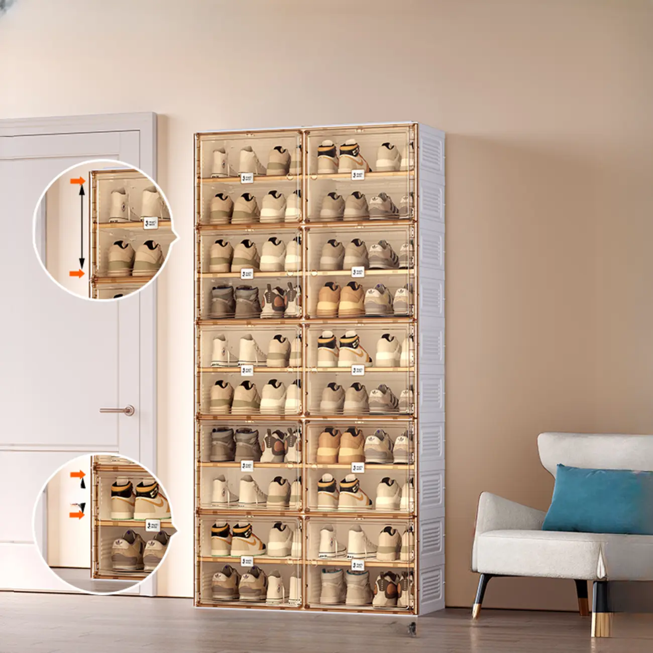 Portable Glam Plastic Clear Shoe Boxes in White Image - 7 | homeyfad