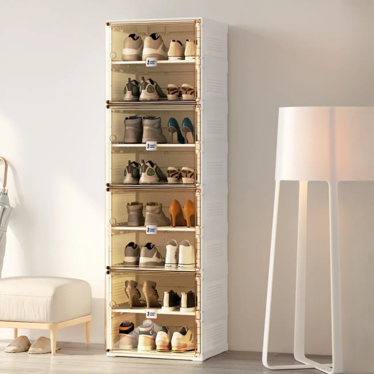 Portable Glam Plastic Clear Shoe Boxes in White Image - 1 | homeyfad