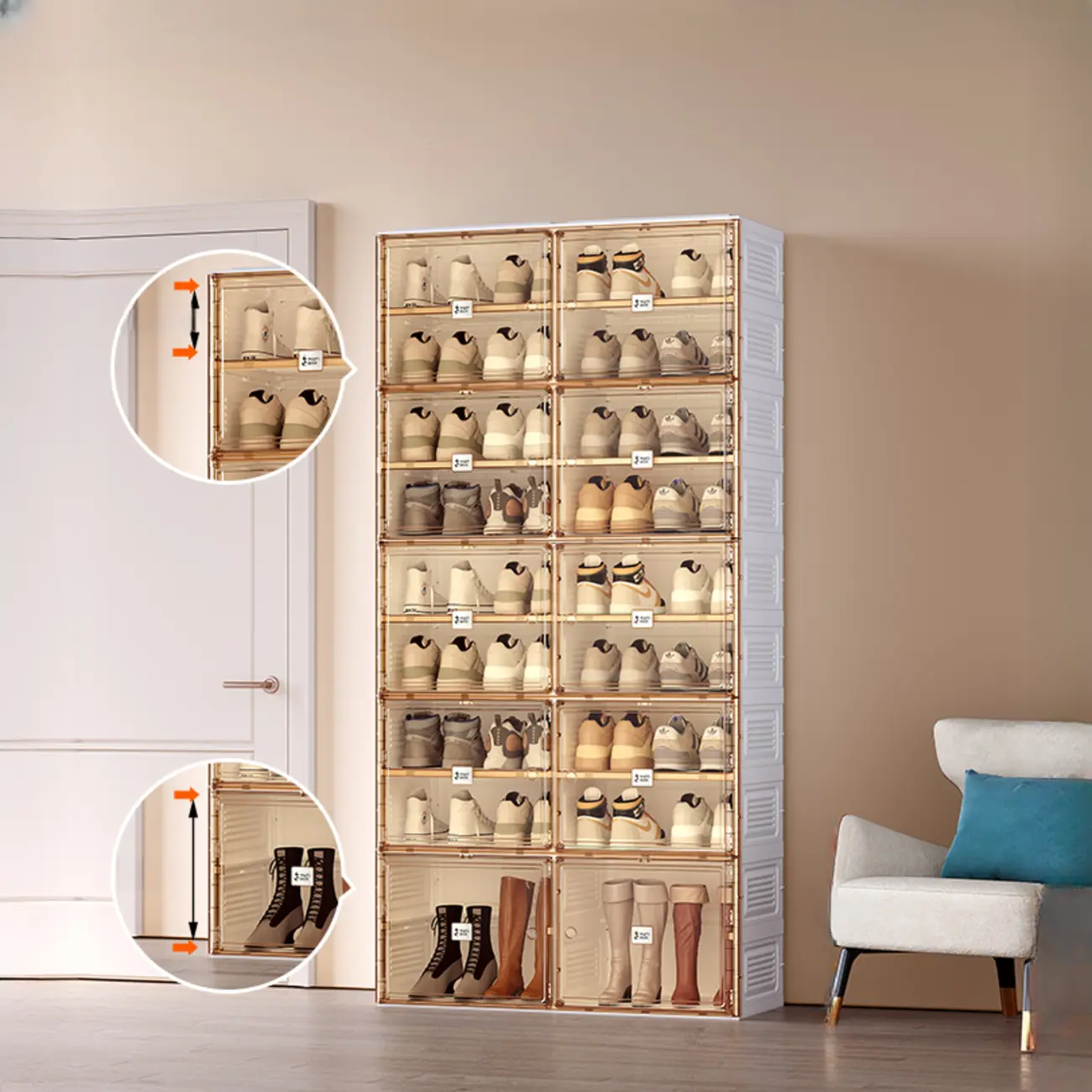 Portable Glam Plastic Clear Shoe Boxes in White Image - 11 | homeyfad