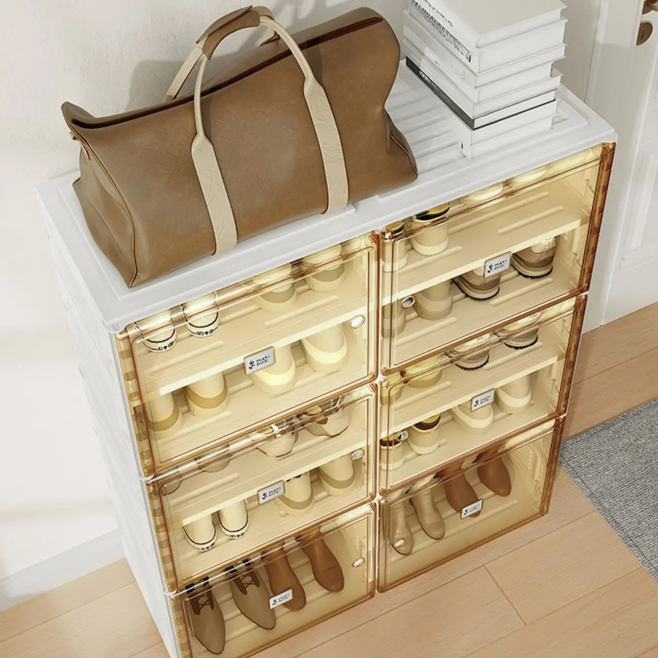 Portable Glam Plastic Clear Shoe Boxes in White Image - 12 | homeyfad