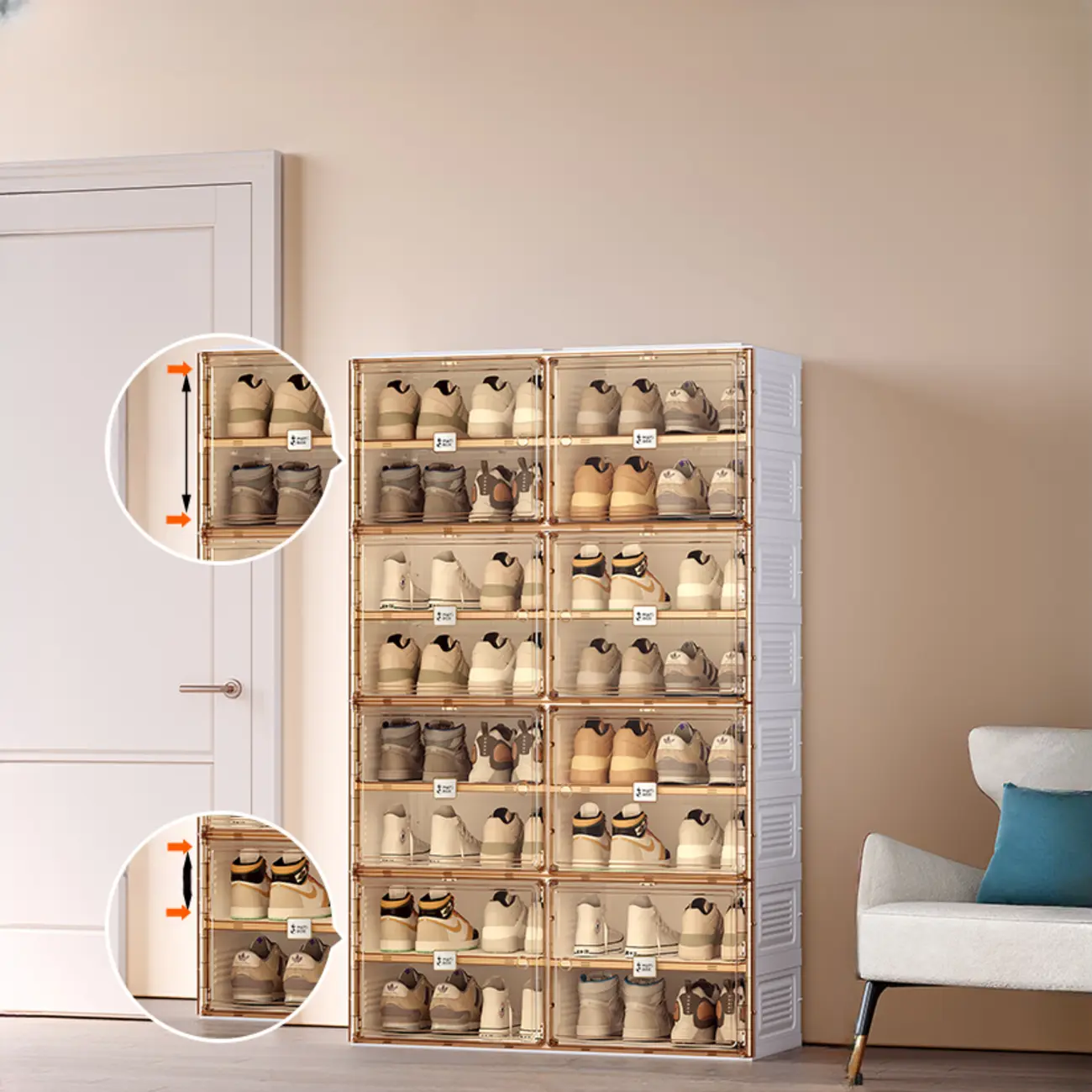 Portable Glam Plastic Clear Shoe Boxes in White Image - 14 | homeyfad