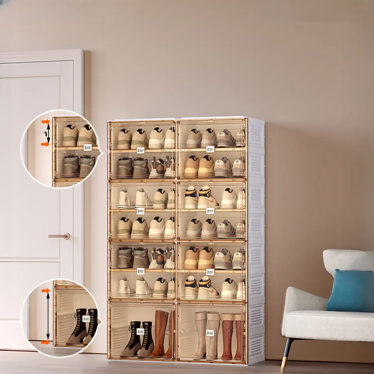 Portable Glam Plastic Clear Shoe Boxes in White Image - 16 | homeyfad