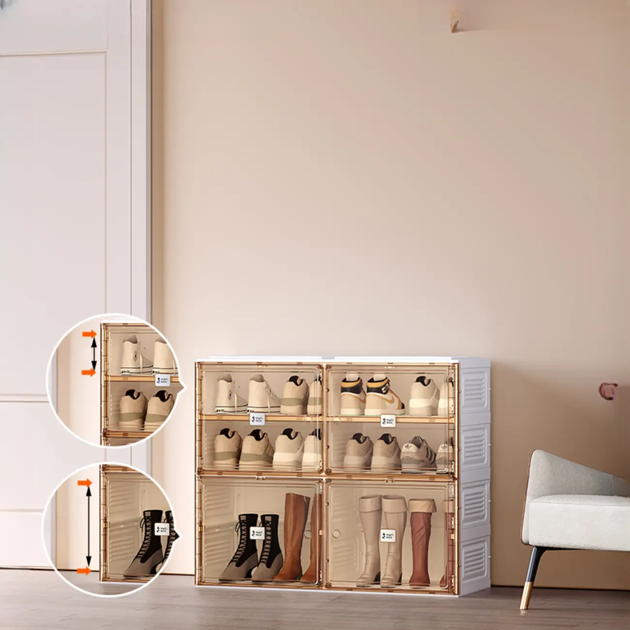 Portable Glam Plastic Clear Shoe Boxes in White Image - 17 | homeyfad